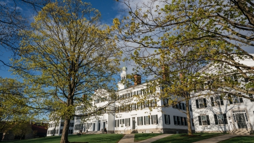 Dartmouth Hall with budding tree
