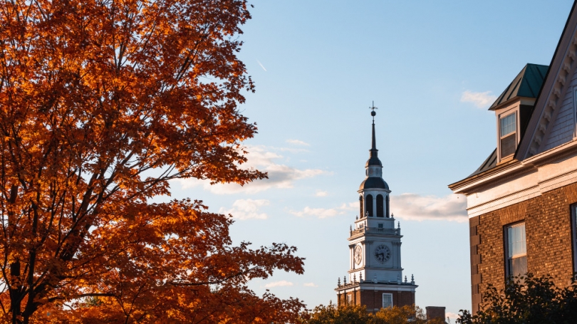 Baker Tower in the fall.
