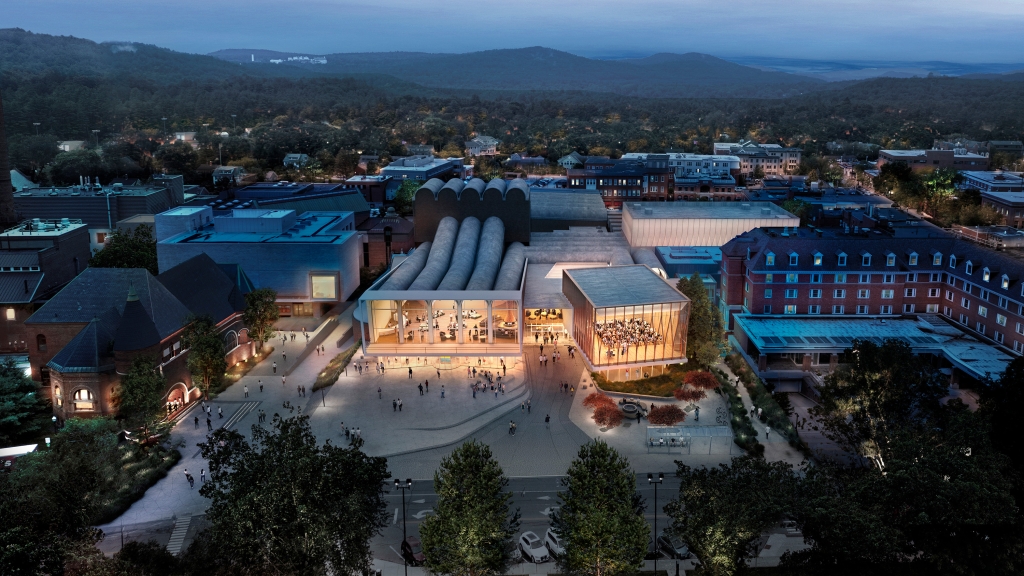 Bird's-eye view of the transformed Hopkins Center for the Arts